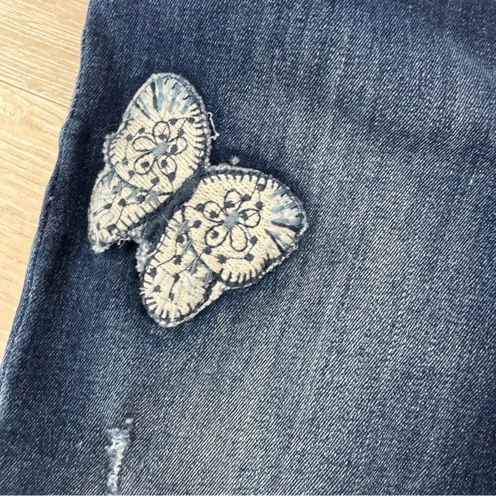 Gap Denim High Stretch Butterfly Distressed Jegging Ankle Size 8